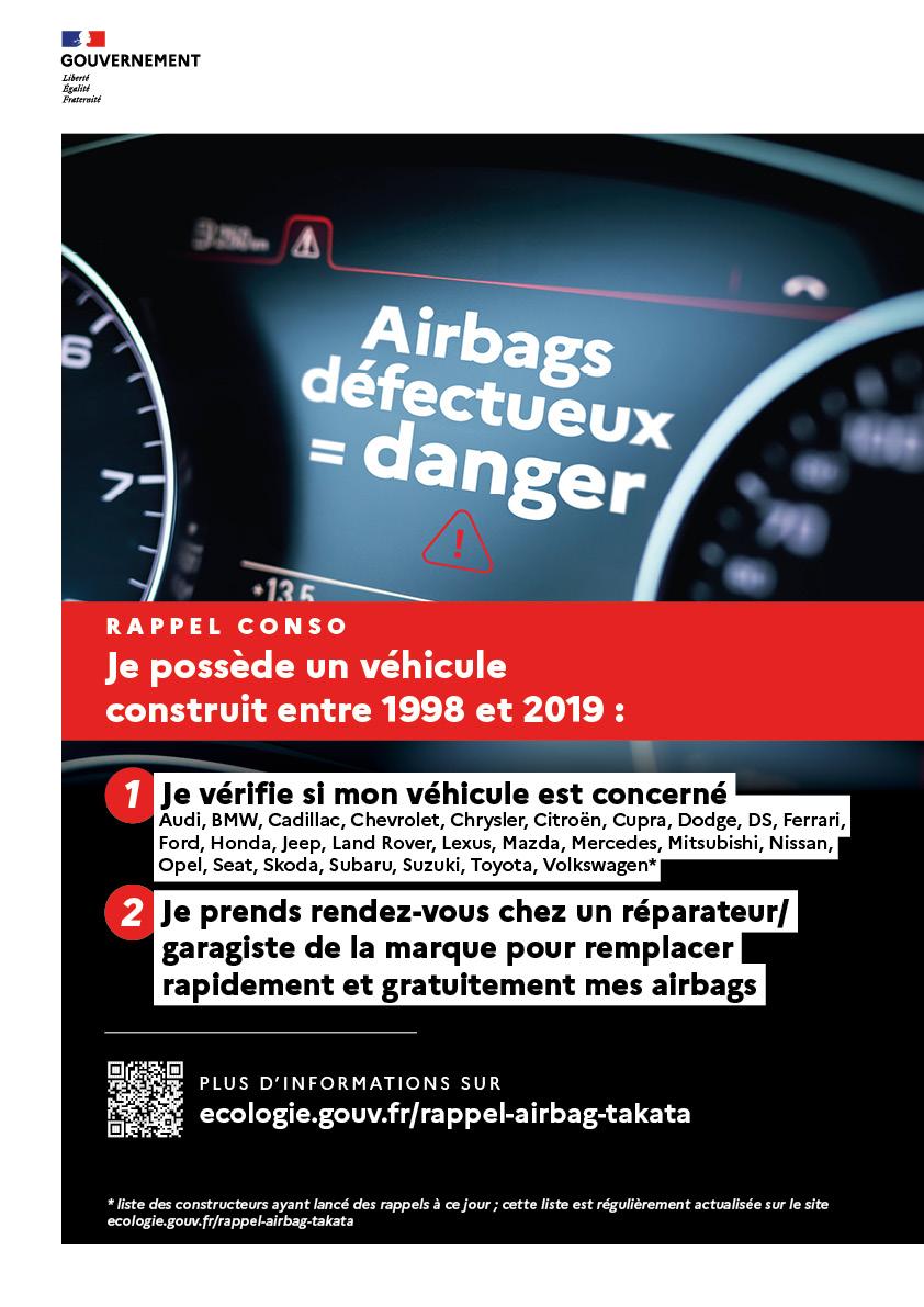 Message de prévention Airbag Takata
