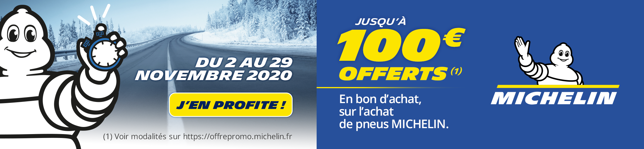 Michelin pneus promotion jusqu'à 100€ en bons d'achat Speedy