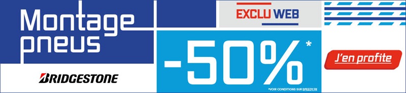 Promotion Speedy -50% sur le montage de pneus Bridgestone