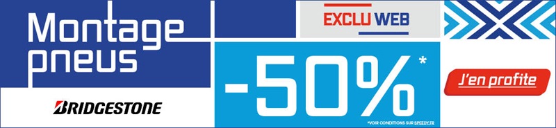 Promotion Speedy -50% sur le montage de pneus Bridgestone