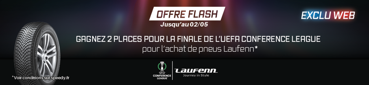 Tirage au sort 2 places pour la finale de l'UEFA Conference League pour l'achat de pneus Laufenn