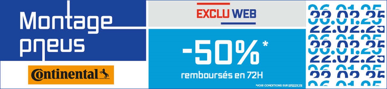 Promotion 50% remboursés en 72h sur le montage de pneus Continental chez Speedy