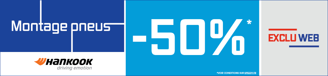 Pneus Hankook montage 50% offerts chez Speedy