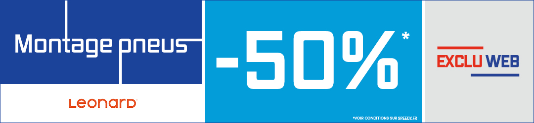 Promotion -50% sur le montage de pneus Leonard chez Speedy