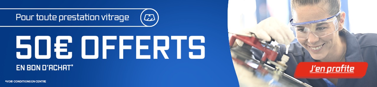 Pour toute prestation pare-brise, 50€ offerts en bon d'achat chez Speedy