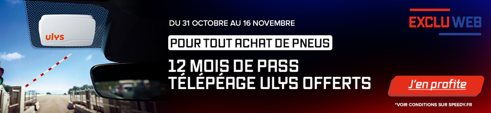 Pour tout achat de pneus, 12 mois de Pass Télépéage Ulys offerts