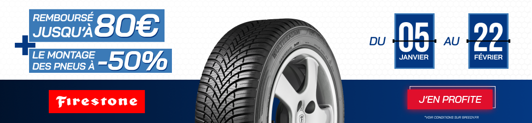 Promotion Speedy jusqu'à 80€ remboursés sur les pneus Firestone et -50% sur le montage