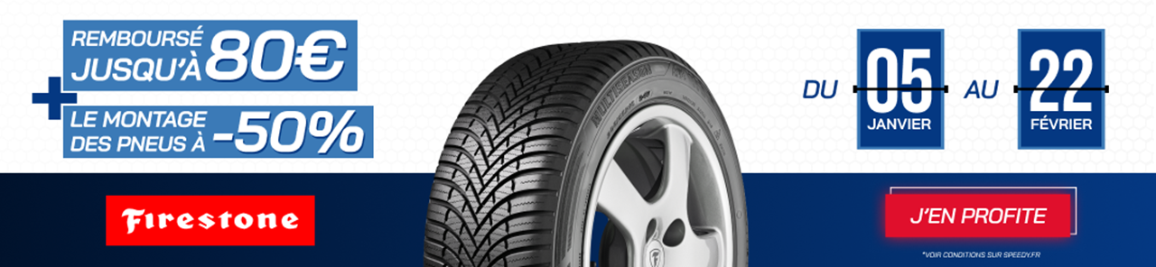 Promotion Speedy jusqu'à 80€ remboursés sur les pneus Firestone et -50% sur le montage