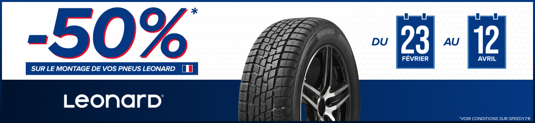Promotion -50% sur le montage de pneus Leonard chez Speedy