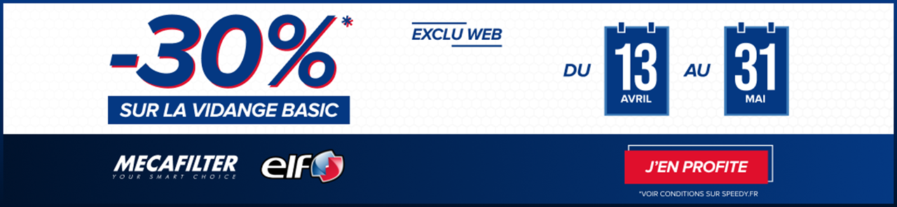 Speedy Promotion Exclu web Vidange Forfait Basic -30%