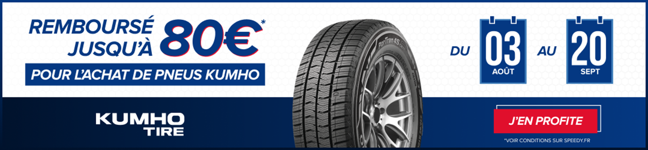 Promotion Speedy pneus Kumho jusqu'à 80€ remboursés