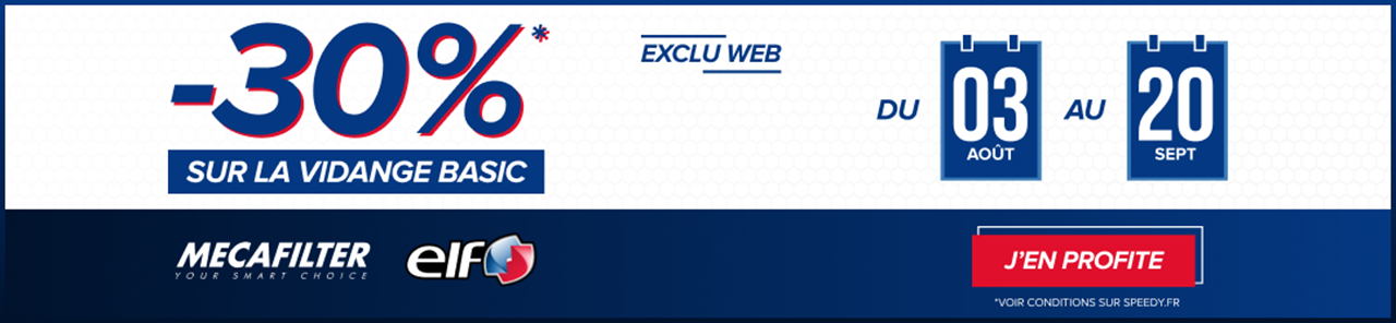 Speedy Promotion Exclu web Vidange Forfait Basic -30%