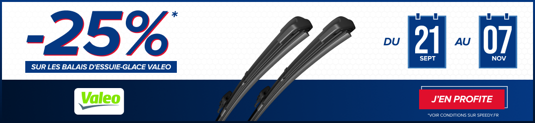 Promotion Speedy -25% sur les balais d'essuie-glace Valeo